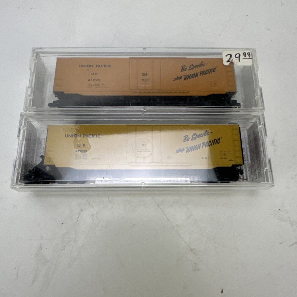 2 Pack Rare Micro-Trains N Scale Union Pacific Box Cars Be Specific Ship UP
